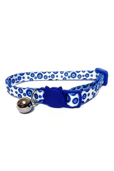 Ayz Aksesuar Safety Click Cat Collar with Evil Eye Bead Pattern, Handmade Special Production