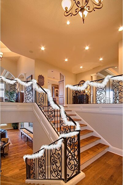 Huzur Party Store Λευκό στολίδι για τα γενέθλια με γιρλάντα Χριστουγέννων, στολίδι από πεύκο 200x7 εκ. που κρέμεται από το λαιμό για πάρτι