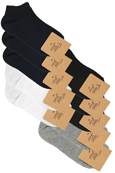 CF Color Feet حزمة من 10 جوارب منسوجة من بيكيه (أسود، أبيض، رمادي، أزرق داكن)