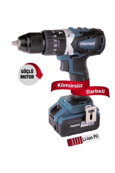Proter 4.0 - 4.4 Ah Pst 740 Bl Çift Akülü 20v/4ah Darbeli Şarjlı Matkap 20 Volt 2 Darbeli 2 Yıl