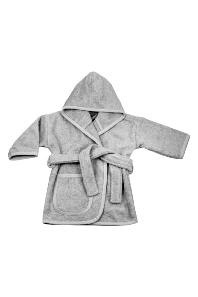 TEXTILE COLORS Bebek Bornoz Bukle Gri Kapüşonlu