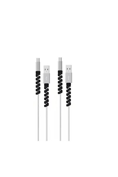 USIDE Spiral Kablo Koruyucu Silikon Set Şarj Kablosu Kulaklık Kablosu Koruyuc...