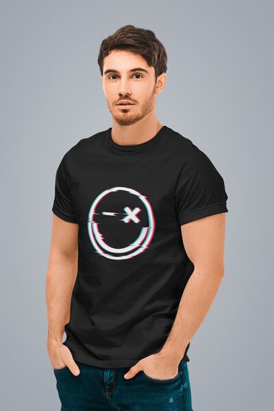 ErTaPassage Smile negru pentru bărbați cu imprimeu Standard tricou T3014466