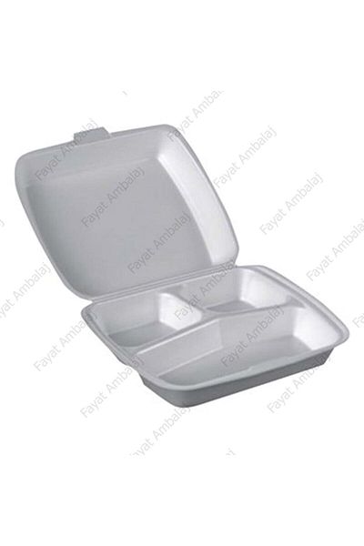 erze 3 Compartment Foam Plate with Lid 100 Pieces