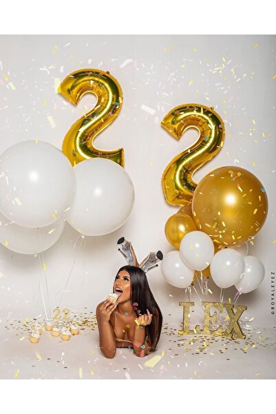 MFM Set de baloane din folie de aur pentru petrecere de 22 ani