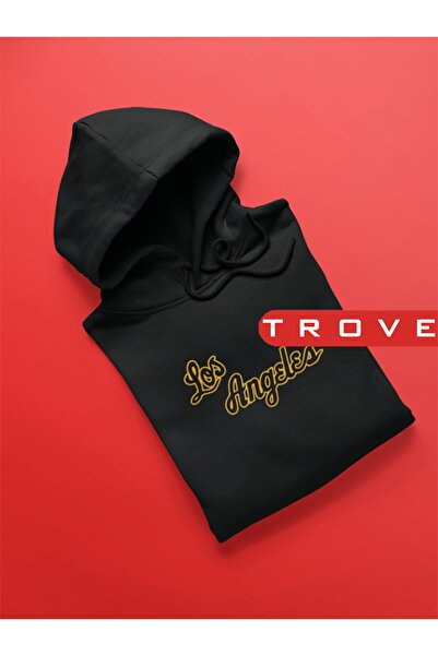 TROVE Unisex Γυναικεία Ανδρική Φούτερ Los Angeles Μαύρη κουκούλα 100% βαμβακε...