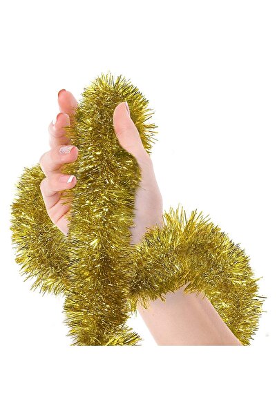 Huzur Party Store Gold Christmas Garland Birthday Glitter Pine Tree Ornament Golden Yellow 200X7 cm Neck Hanging Glitter