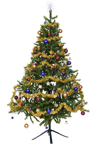 Huzur Party Store Gold Christmas Garland Birthday Glitter Pine Tree Ornament Golden Yellow 200X7 cm Neck Hanging Glitter