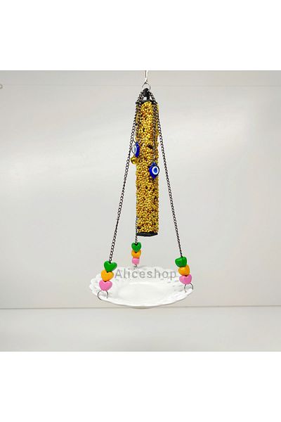 Alice Canary Love Paradise Feeder Swing Resting Place with Honey Cracker Gift for Small Breed Birds