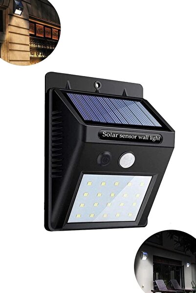 VONTAR Led Lamba Işık Sensörlü Güneş Enerjili Solar Duvar Kapı Kamp Bahçe Lam...