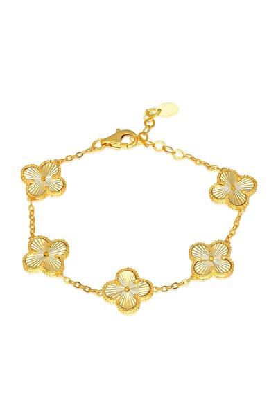 emy by emel luxury silver jewelry Yonca Bileklik Altın Kaplama 925 Ayar Gümüş