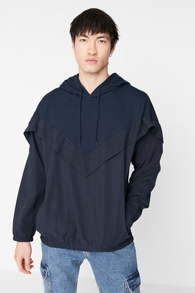 Trendyol Collection Navy Blue Men's Oversize Long Sleeve Hooded Sweatshirt TMNAW22SW1071