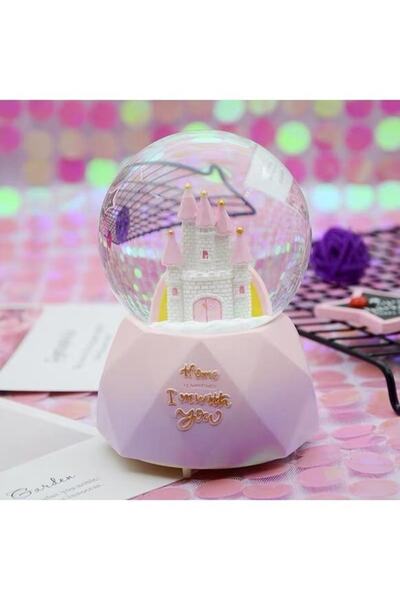 HEDİYEBİZİZ Magic Şatolu Kar Küresi Simli Işıklı Ve Müzikli
