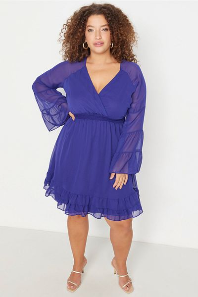 Trendyol Curve Große Größen in Kleid - Lila - Skater