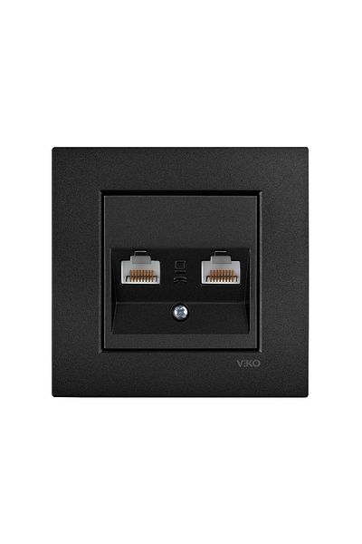 Tamer Elektrik Viko Artline Novella Black with Dual Data Internet Frame -92605532