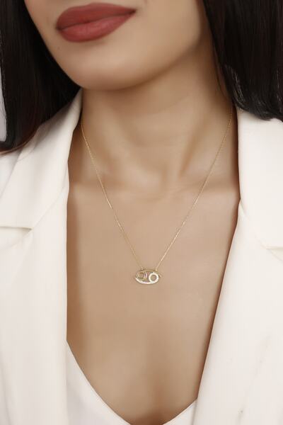 Lia Berto Altın Kaplama Yengeç Burç 925 Ayar Gümüş Kolye