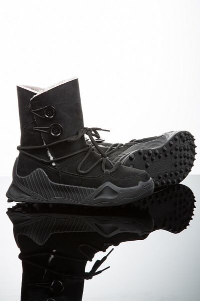 İmerShoes Γυναικείες καθημερινές δερμάτινες μπότες χιονιού Nubuck Μποτάκια με γούνινα κουμπιά και αντιολισθητική σόλα με κορδόνια 501