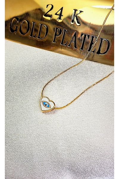 WONDER TOUCH Minimal Evil Eye, Heart Necklace, 40 Cmince Elegant Snake Chain, Tiny Heart Necklace, Evil Eye Necklace