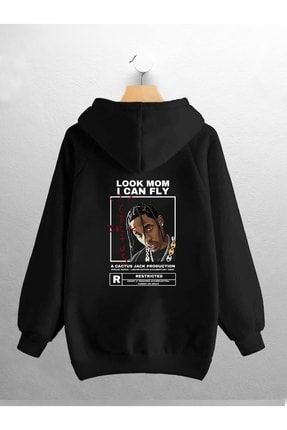 Joza Outdoors Un sex Kad n Erkek Cactus Jack Travis Scott Bask l Siyah Oversize Sweat Fiyat Yorumlar Trendyol