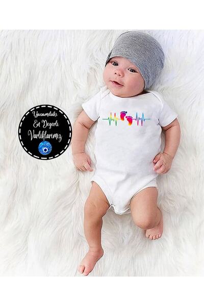 Baby&Baby جسم أطفال على شكل قلب عضوي منقوش - Zıbın مزود بمشابك
