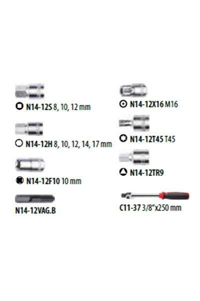 CETA FORM 14 Pieces 3/8"" Crankcase Plug Key Set