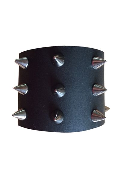 Metal Giyim 3 Row Long Spike Leather Bracelet