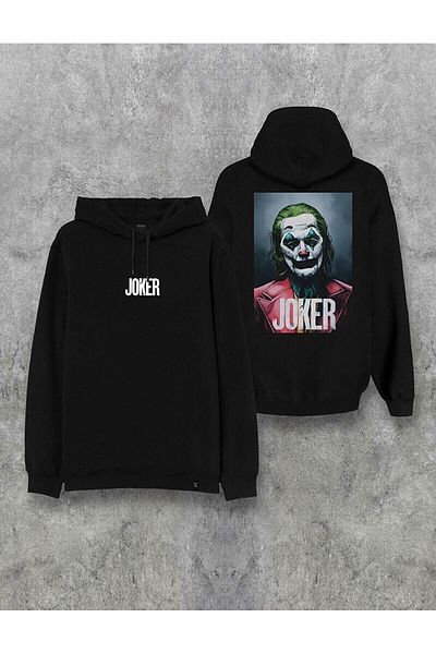 Seçkin Store Joker Movie Front Back Printed Hooded Letter Design Hoodie