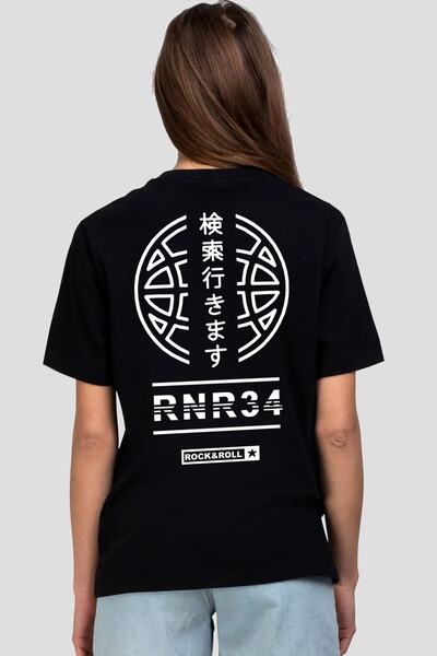 ROCKANDROLL Pola sveta crna majica kratkih rukava Štampano ženska T-shirt