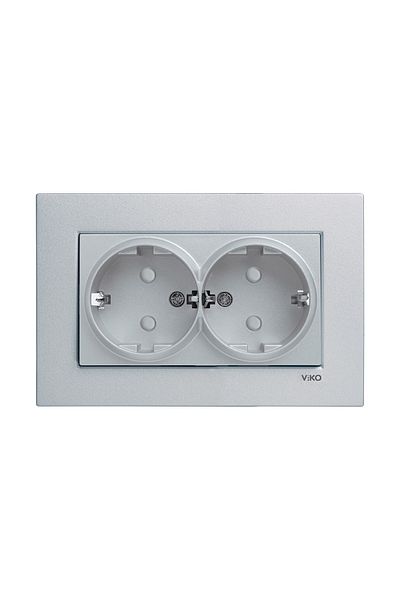 Tamer Elektrik Viko Artline Novella Silver Double Grounded Socket Framed -92605058