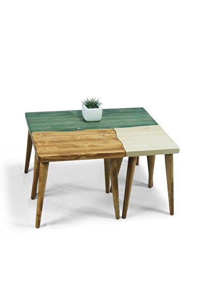 Mobenta Doğal Ağaç Masif Hibrit Kütük Yapboz Orta Zigon Sehpa