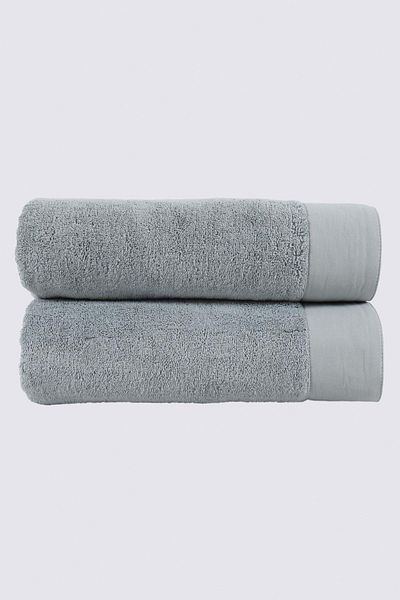 Ecocotton Σετ πετσετών μπάνιου από καθαρό βαμβάκι 2 τεμαχίων 100% οργανικό βαμβάκι με κεντημένο μπλε 76x142 εκ.