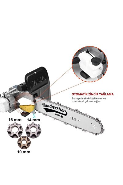 handwerker Otomatik Yağlamalı Avuç Taşlama İçin Zincirli Testere Aparatı 10-1...