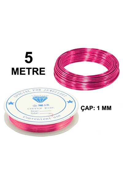 Limmy Pembe Renkli Tel 1 Mm El Işi Takı Aksesuar Alüminyum Teli- 1 Adet