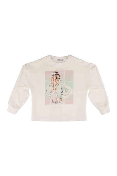 best kids Girl's Ecru Printed Sweatshirt