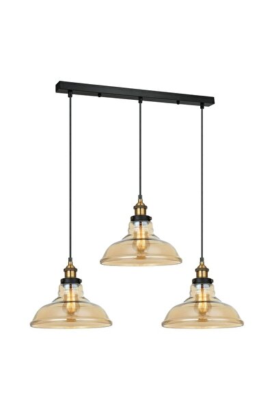 RİOLİGHT Retro Sıralı Masa Üstü Sarkıt Avize Taban Uzunluğu:60cm Cam Çapı:20cm