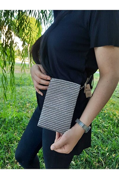 SmY Bag Astarlı Taş Görünümlü Işıltılı Çapraz Zincir Askılı Telefon Çantası