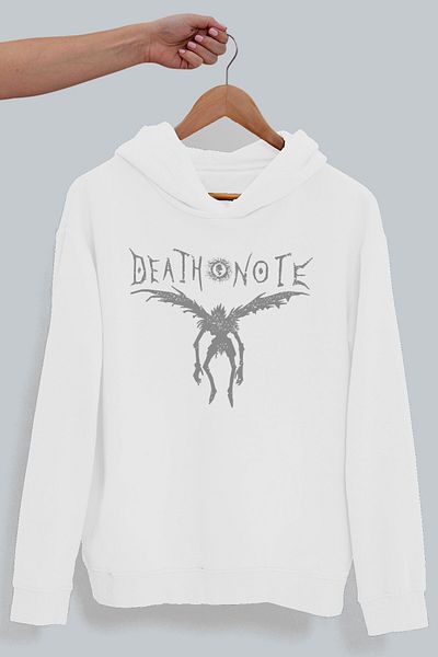 ROCKANDROLL Hanorac pentru bărbați cu glugă albă Winged Note