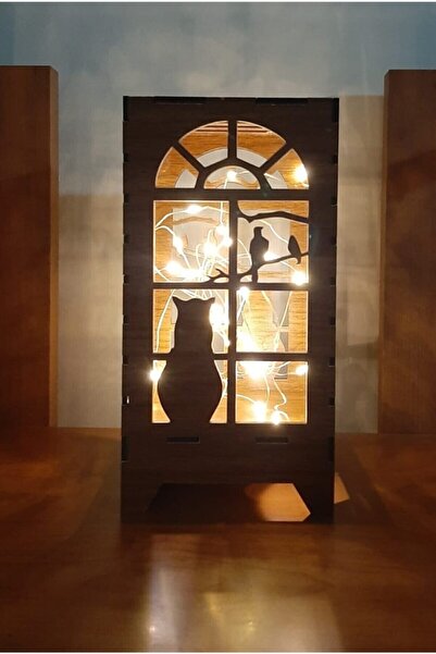 BESALİ Dekoratif Mini Özel Tasarım Ahşap Abajur Masa Süsü