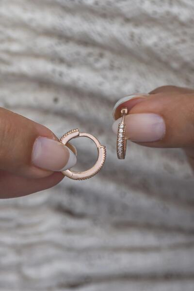 Nereze 925 Ayar Gümüş Rose 15 Mm Tamtur Halka Küpe