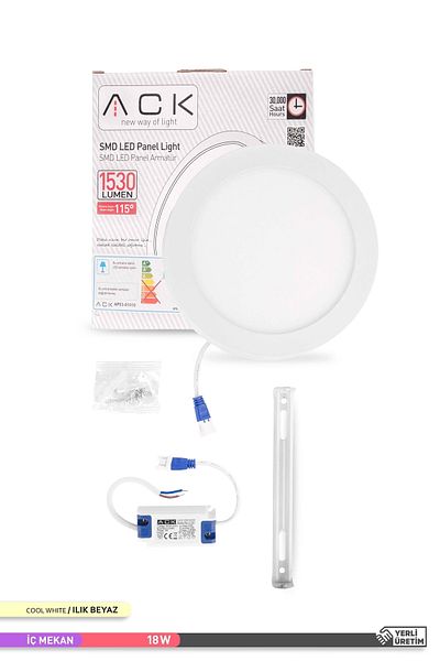 ACK 18w Surface Mounted Round Led Panel Fixture 4000k Warm White