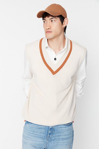 Trendyol Collection Sweater Vest - Orange - Oversize