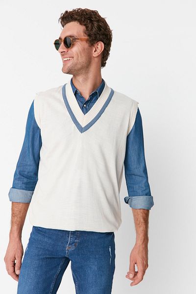 Trendyol Collection Sweater Vest - Blue - Oversize