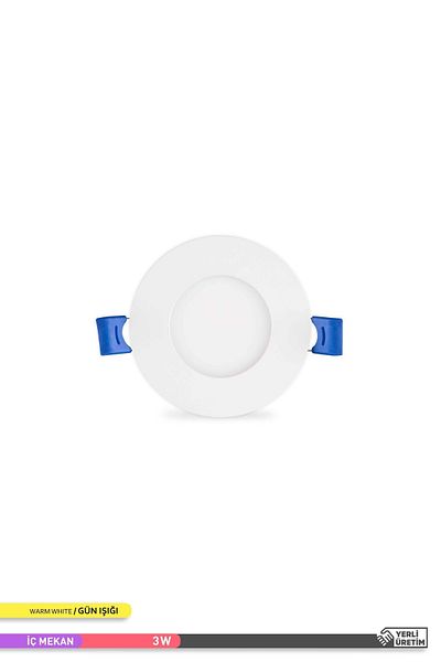 ACK 3w Recessed Round Led Panel Fixture White Body 3000k Daylight