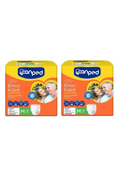 Canped Medium Size Patient Diapers (M) 9 Pack Absorbent Panties x 2 Pieces
