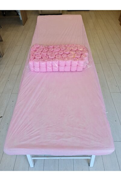 Rebe Medikal Pembe Lastikli Sedye Örtüsü 50 Adet 80*220 Cm