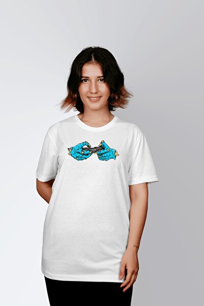 ErTaPassage Zombi alb cu imprimeu supradimensionat Femeie tricou - T9374830