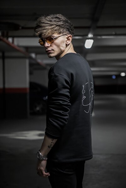 Siyah Sweatshirt Arka Detaylı Unisex