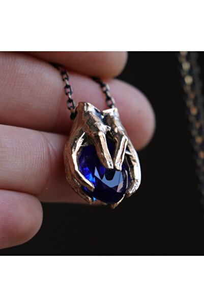 Moko Art Design Lab. Safir Oval Avuç Kolye