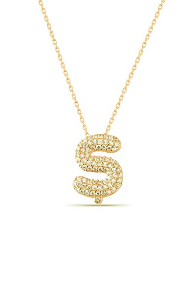 Lia Berto Altın Kaplama Ş Harfi 925 Ayar Gümüş Kolye
