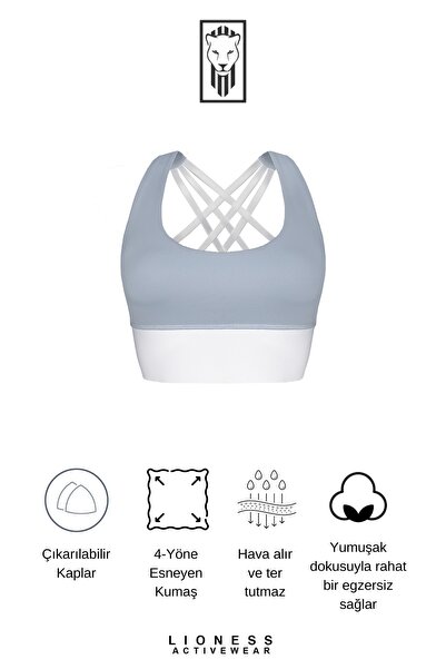 Lioness Activewear Yeşil Lotus Desenli Yüksek Destekli Sırt Detaylı Kaplı Kadın Spor Sütyeni